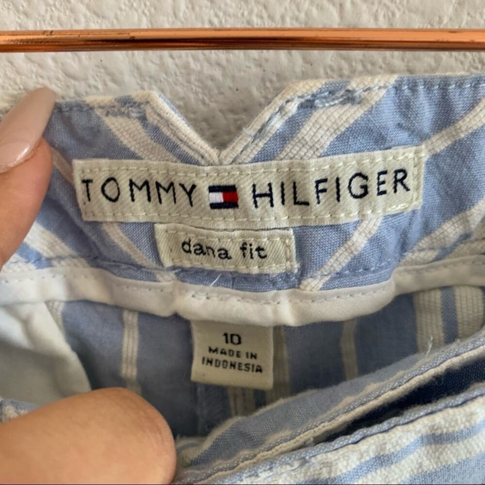 Tommy Hilfiger Dana Fit Blue and White Crop Striped Pants 10 - Picture 3 of 9